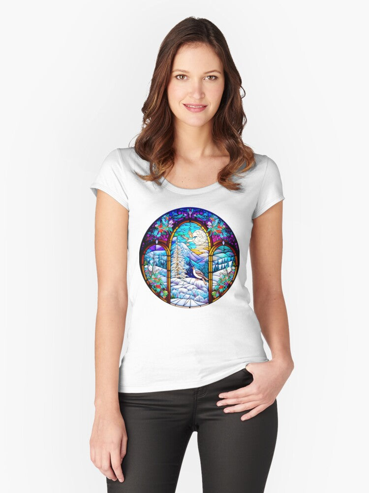 Stained Glass Christmas Windows Fitted Scoop T-Shirt Hoodie, Sweatshirt | CoreVibeTees.com (Image 1)