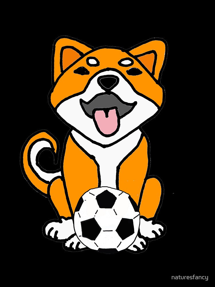 Cool Cute Shiba Inu Puppy Dog Playing Soccer Cartoon by Nature's Fancy