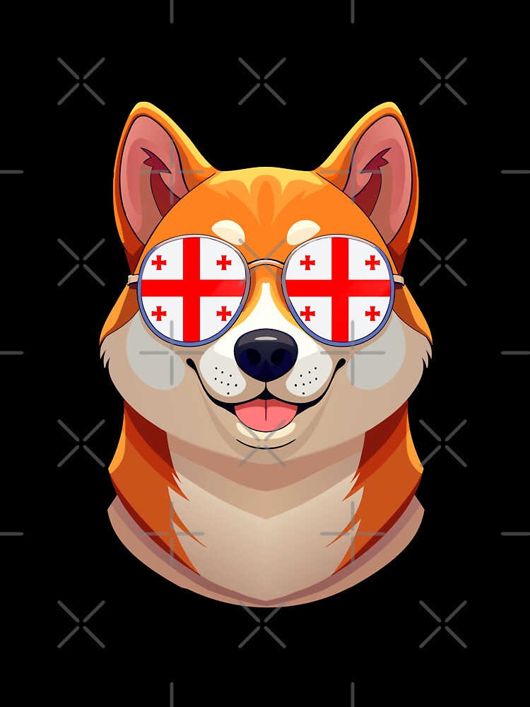 Vintage Patriotic Shiba Inu Georgian Flag by DreamBrushy