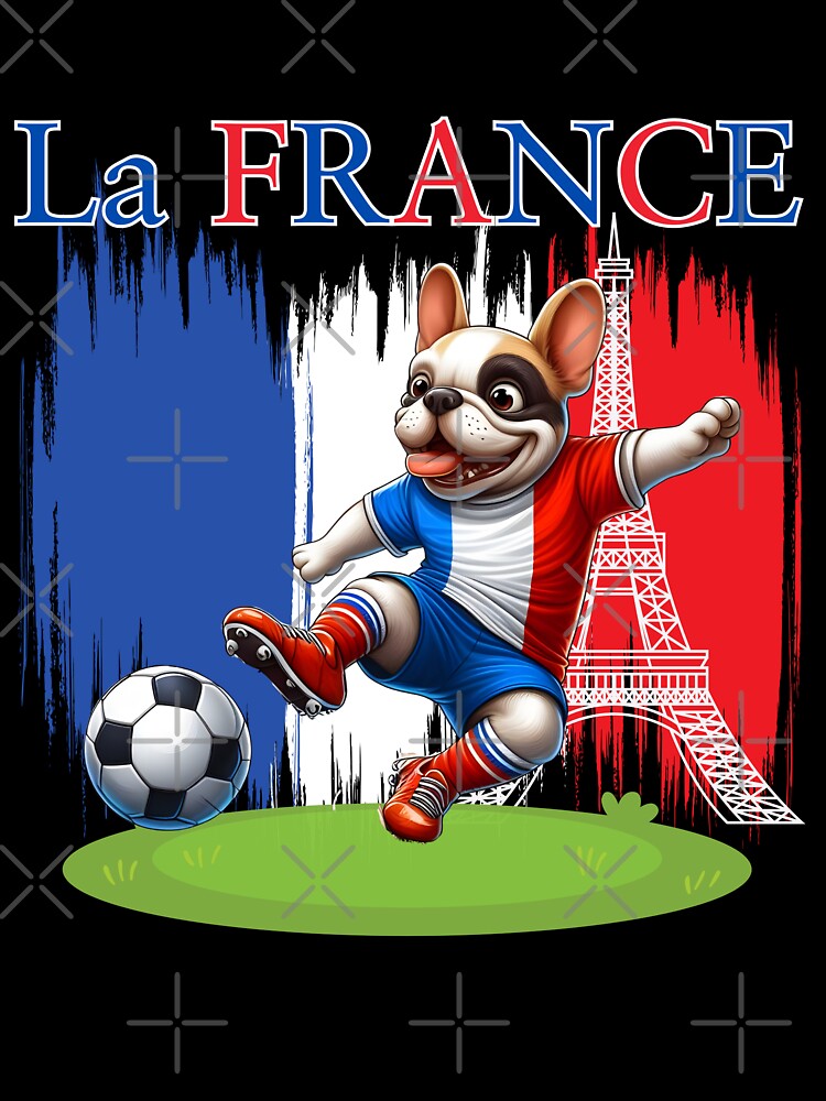 French Bulldog Eiffel Tower Soccer Football Game Go Blues by Oz64
