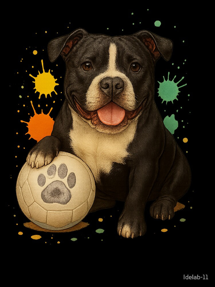 Black Pitbull with colorful soccer ball by Idelab-11