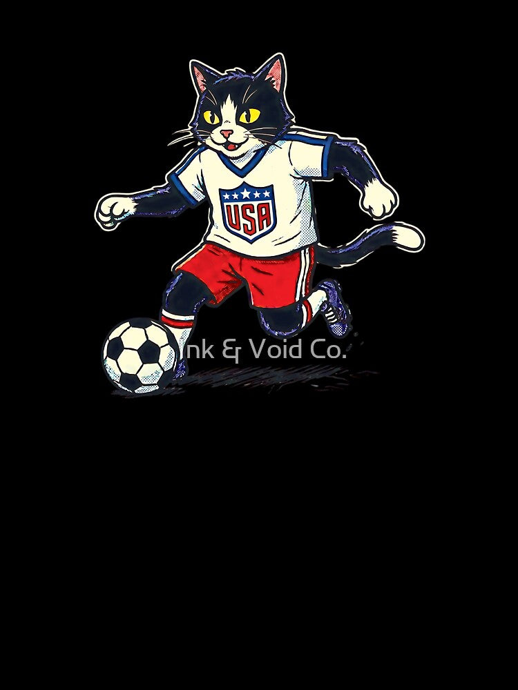 Retro 90s USA Soccer Cat by Ink & Void Co.
