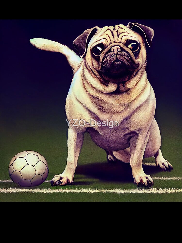 Pug play football, Soccer Dog by YZO-Design