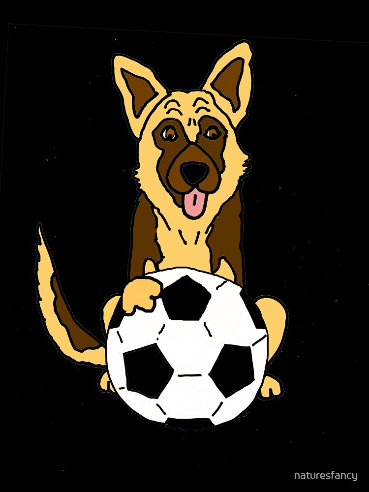Funny Cool German Shepherd Dog Playing Football by Nature's Fancy
