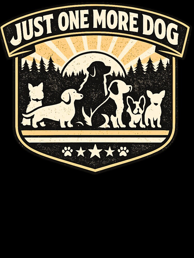 Just One More Dog Shirt – Funny Dog Lover Vintage Badge Graphic Tee for Dog Owners by AdicretorDesign