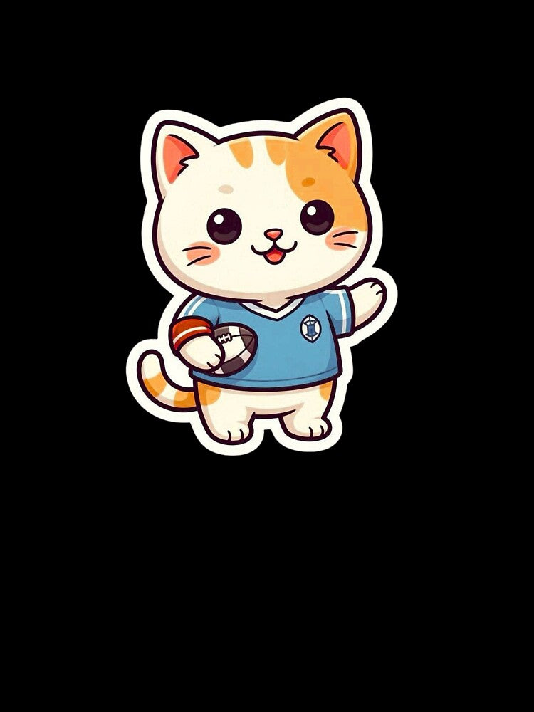 Cute Football Cat Sticker | Kawaii Soccer Kitty Cartoon | Sports Fan Animal Design by Pandey14
