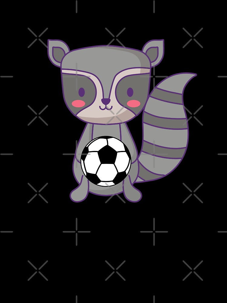 Cute Racoon Holding Soccer Ball by ijdesigns