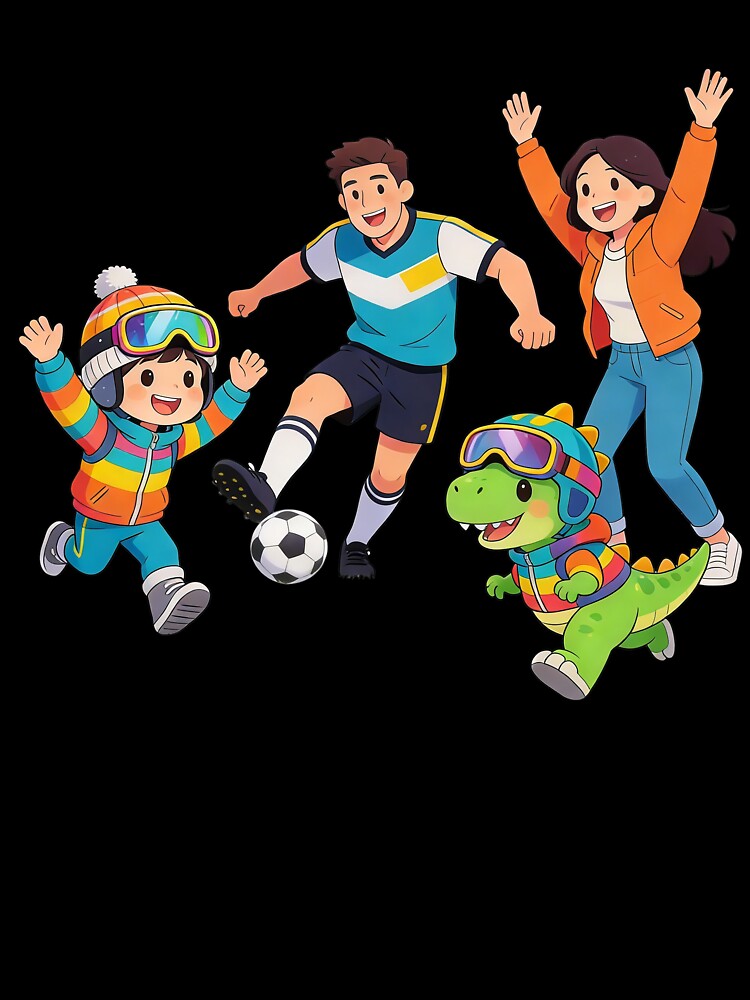 Joyful Family Soccer Game With Cute Dino Pal by PrintStichCo