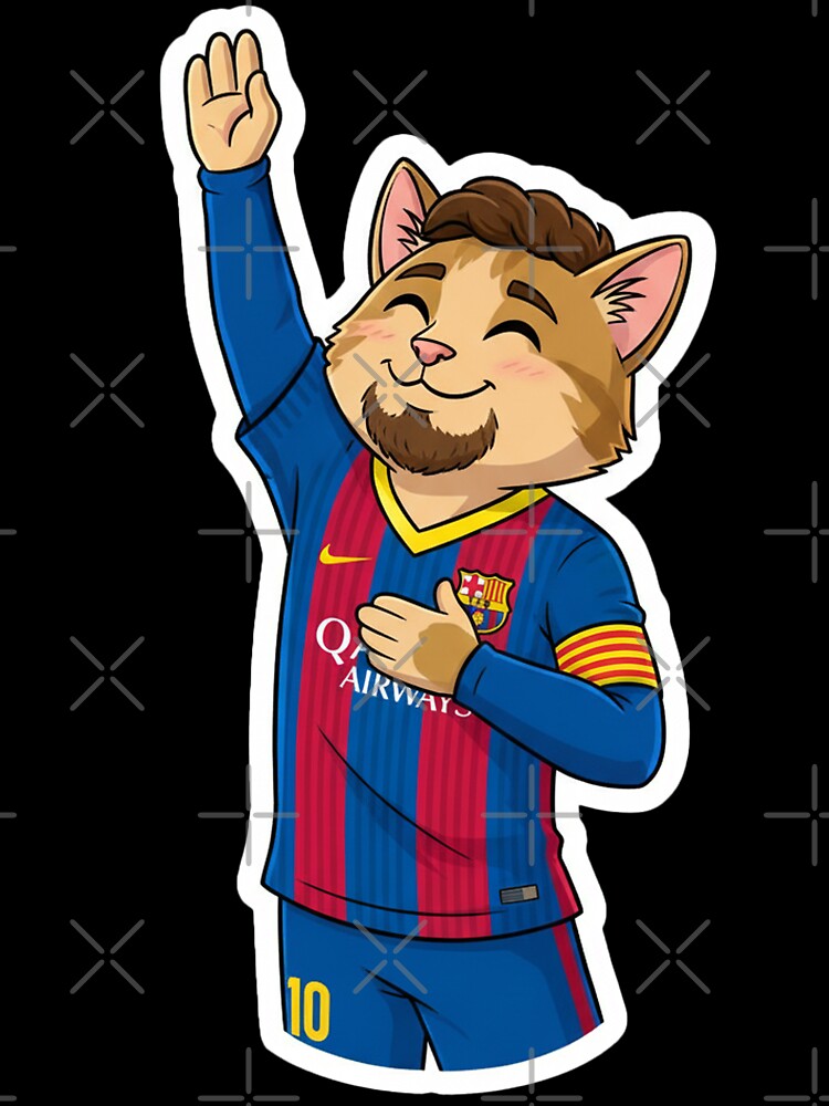 Fcb - Fc Barcelona | Cute Cat Messi with Jersey Barcelona by ArsyArt