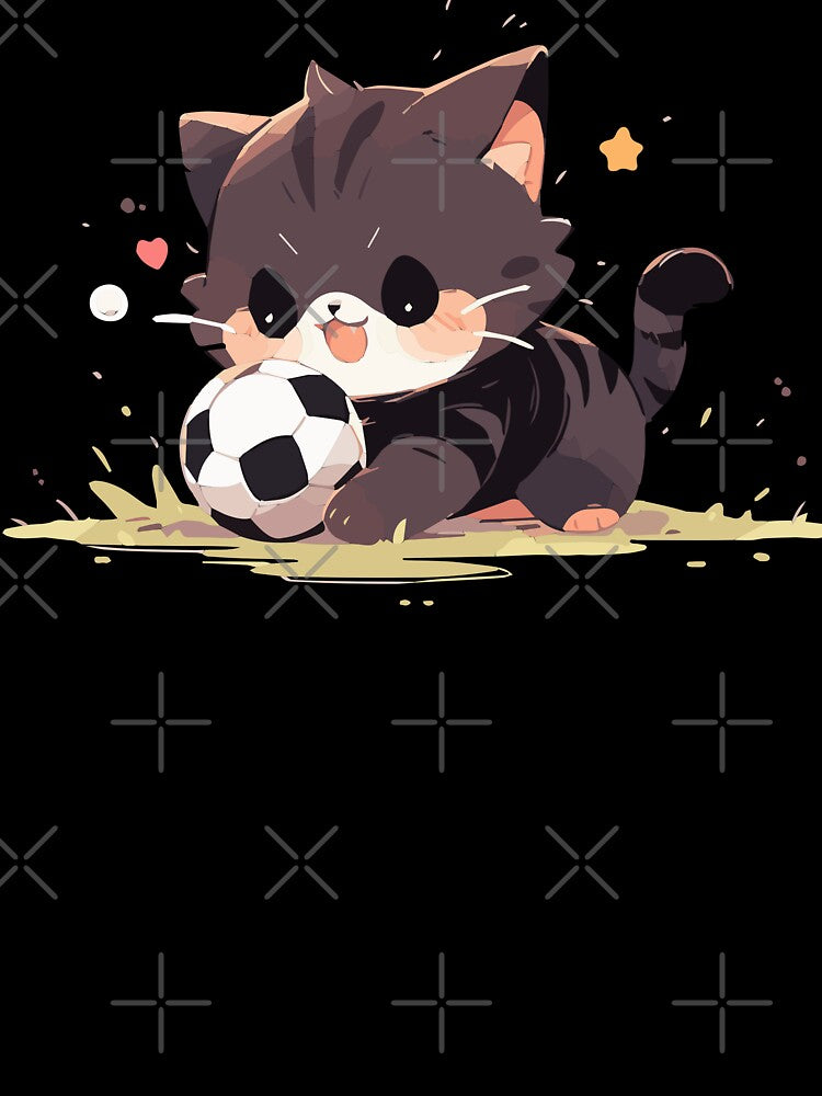 Striped cat loving football by etherElric