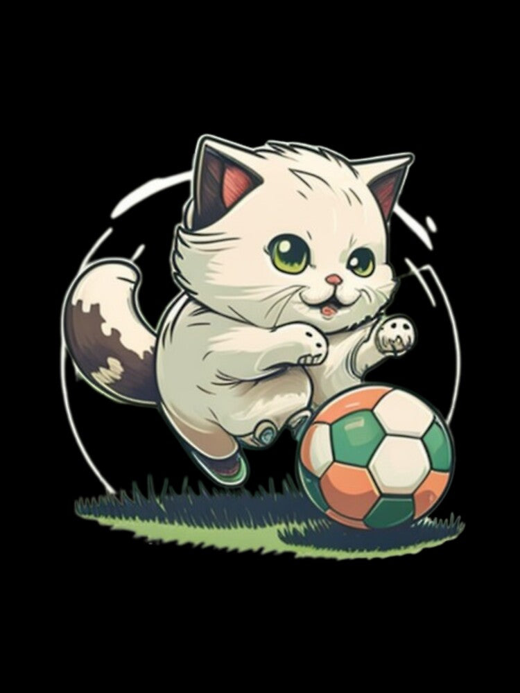 Cat playing soccer by Warih