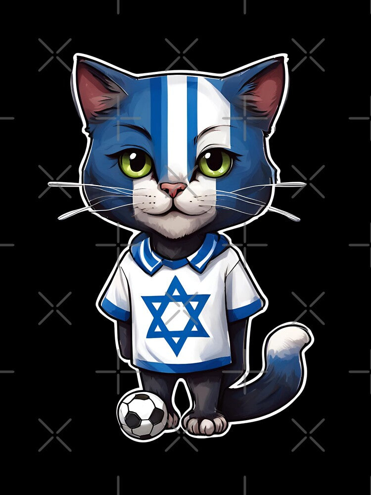 ISRAEL Sports Team: a Cat wearing colours of Israeli Flag D21 by PerfectDay2Play