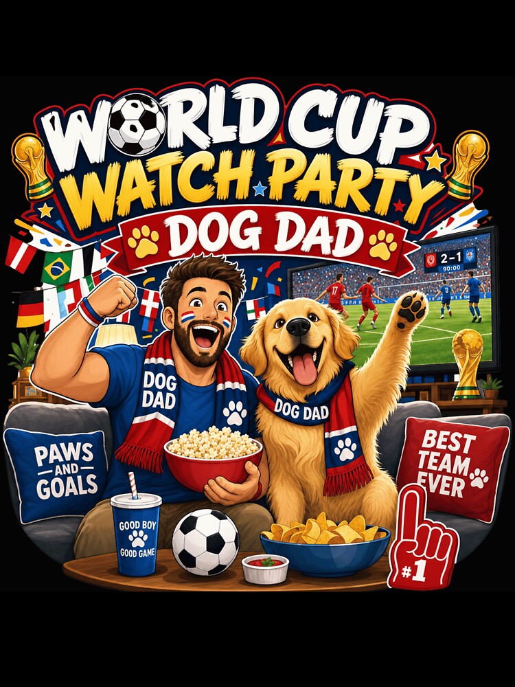 World Cup Watch Party Golden Retriever Dog Dad Kawaii 2026 by Ashley critters