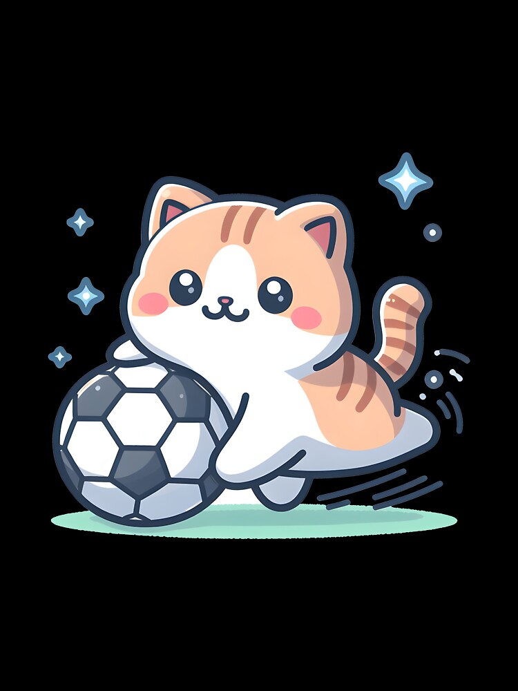 Kawaii Cat With Soccer Ball by CanvasCutie