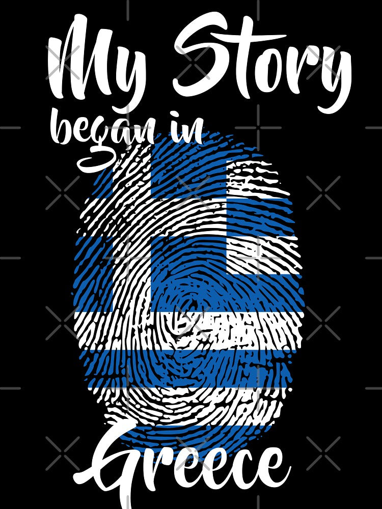 My story began in Greece Flag Fingerprint DNA Greek by PartyShirts1
