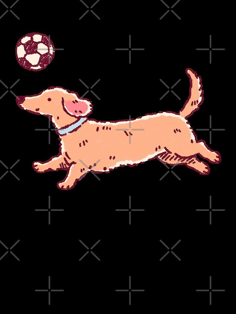 Soccer Football Dachshund, playful textured illustration by Magnificent Lizard