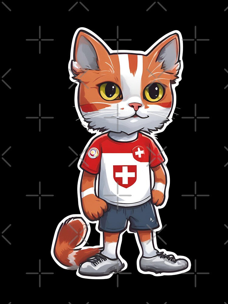 SWITZERLAND Sports Team: a Cat wearing colours of Swiss Flag D30 by PerfectDay2Play