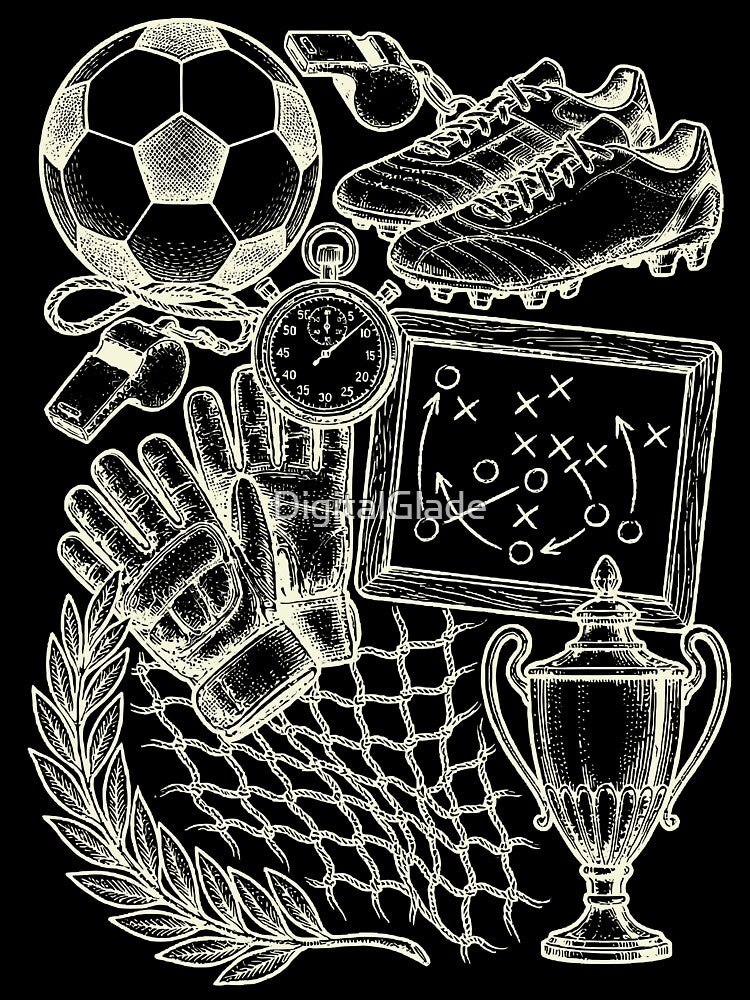 Vintage Soccer Blackboard - Cream on Dark Aesthetic by DigitalGlade