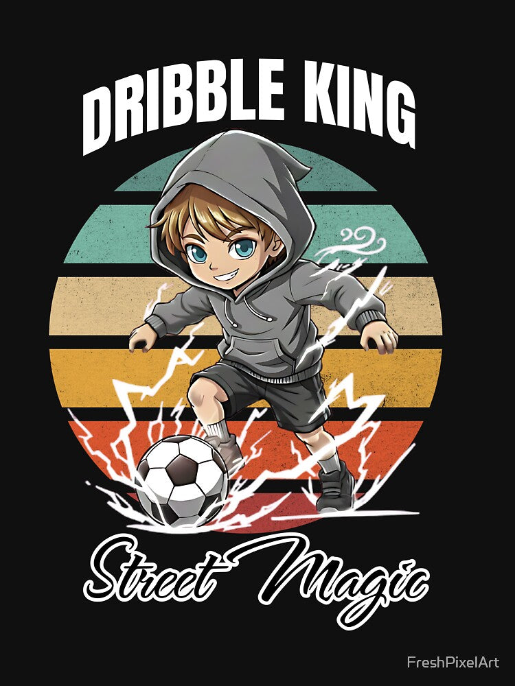 Title: Street Magic – Retro Soccer Kid Hoodie Design by FreshPixelArt