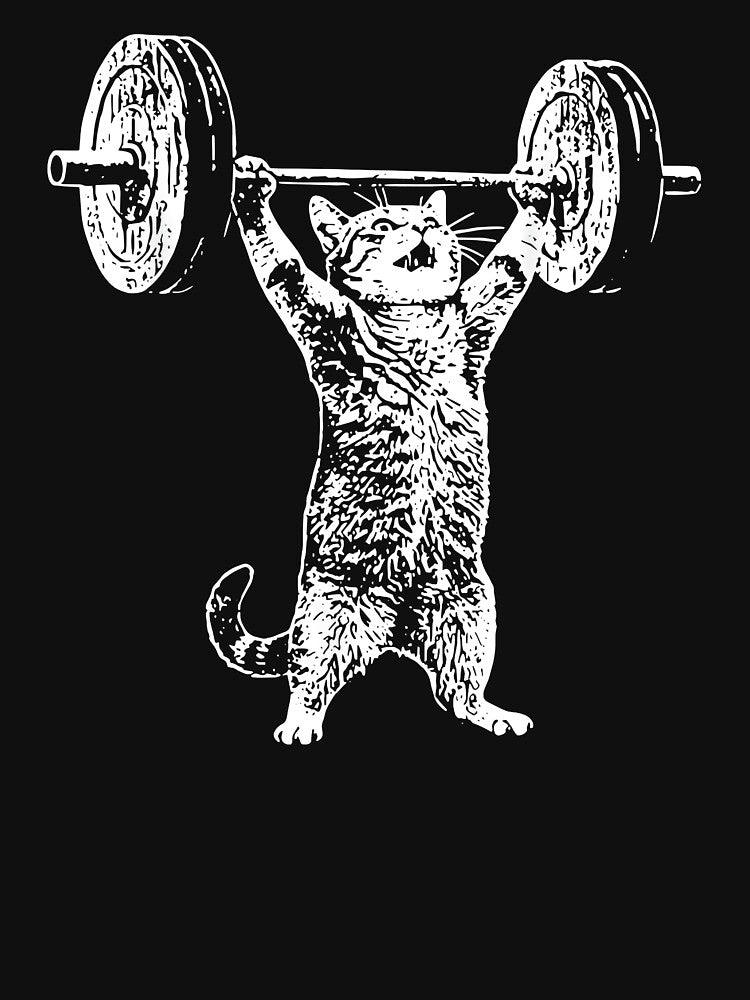 Vintage Retro Weight Lifting Gym Cat Deadlift Funny by Sossima Art