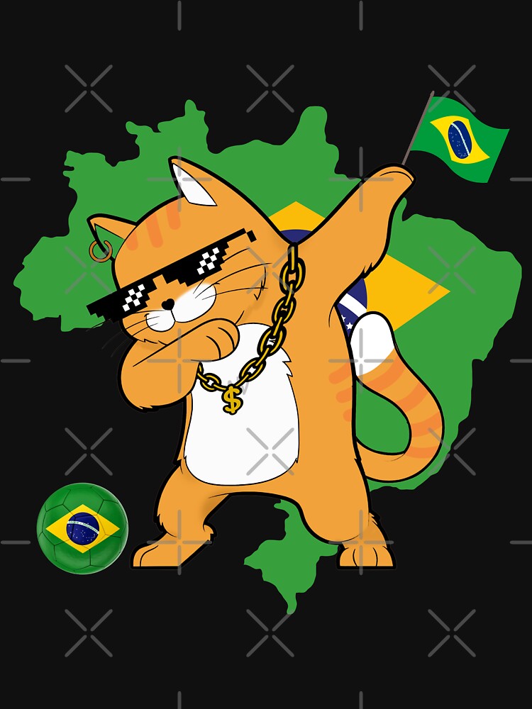 Cool Dabbing Cat - Brazil Soccer by Georgy09