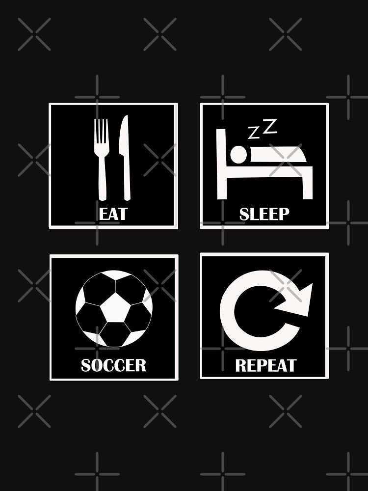 Eat Sleep Soccer Repeat Player Gift black color by Panya-Design