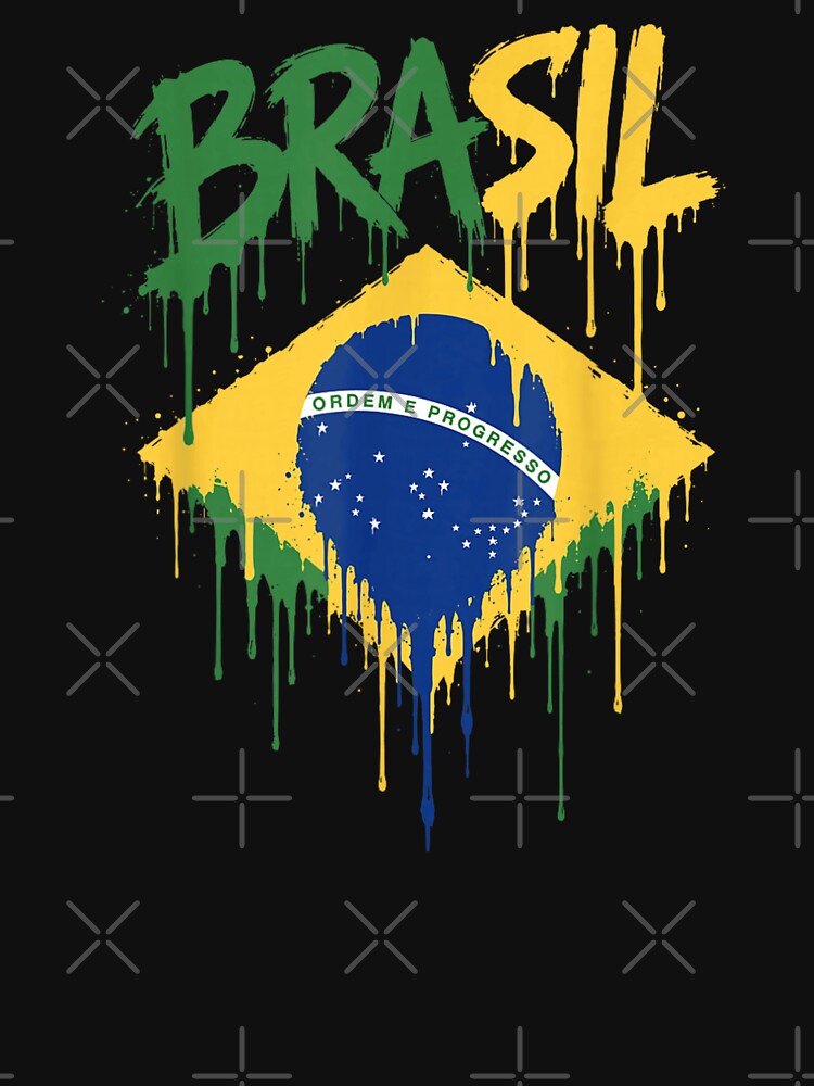 Patriotic Brazil Flag Paint Drip Splash Effect Brasil National Pride Design by Phil Ben