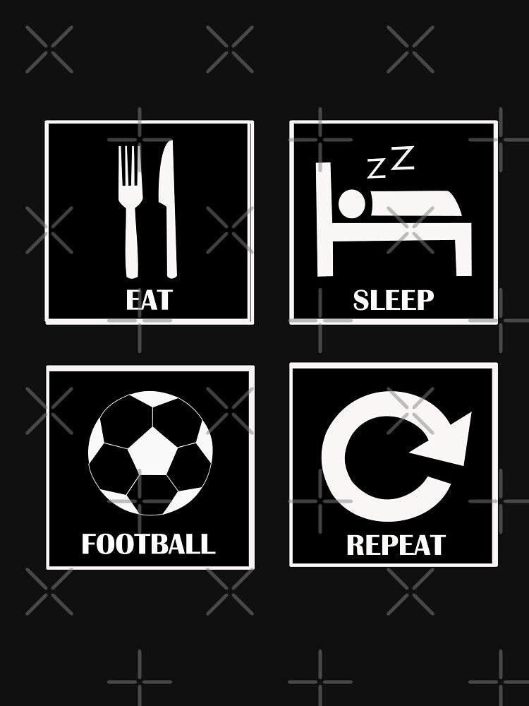 Eat Sleep Football Repeat Player Gift black color by Panya-Design