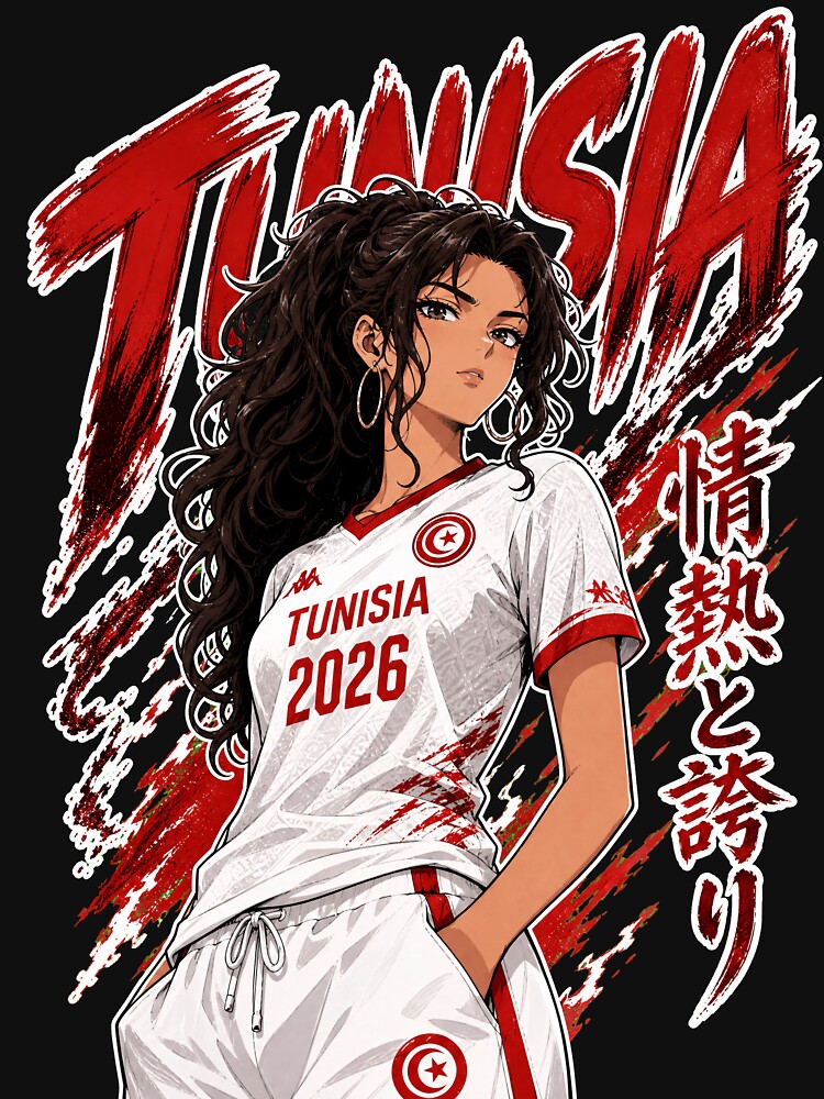 Fierce Tunisia Anime Soccer Girl - World Cup 2026 by Senpai Syndicate