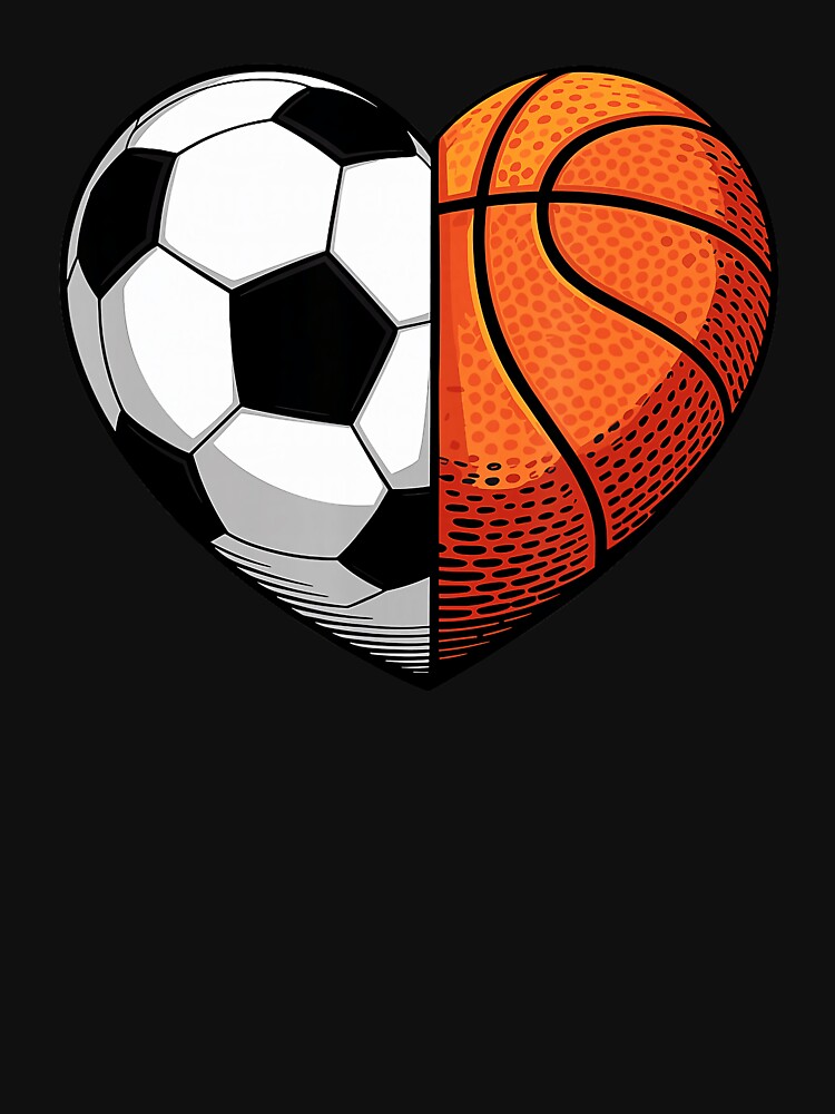 Soccer and Basketball Heart Illustration for Multi Sport Fans and Athletes by allistermariam