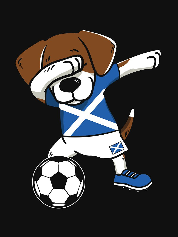 Dabbing Dog Scottish Flag Gift Scotland Football by Lenny Stahl