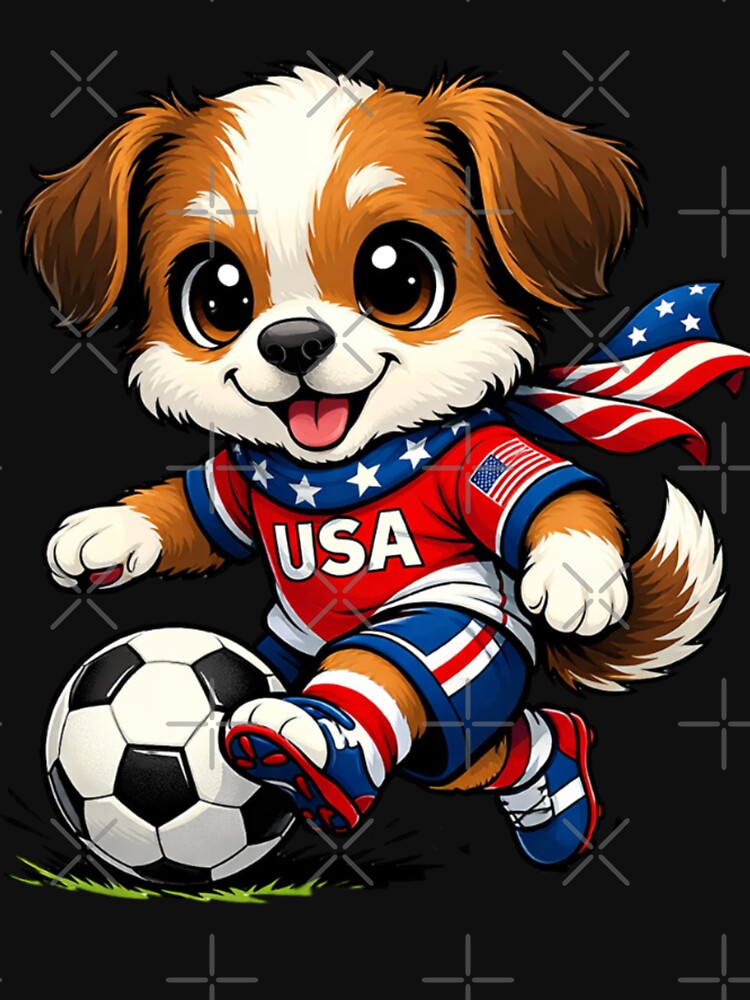 Cute Puppy Soccer Player USA Flag Dog Lover by Tsugraf Designs