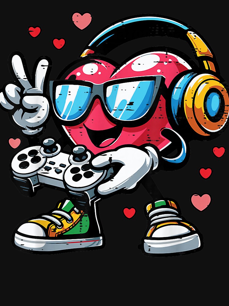 Valentines Day Gamer Heart Gaming Boys Kids Men Youth Teen by MatherFisher