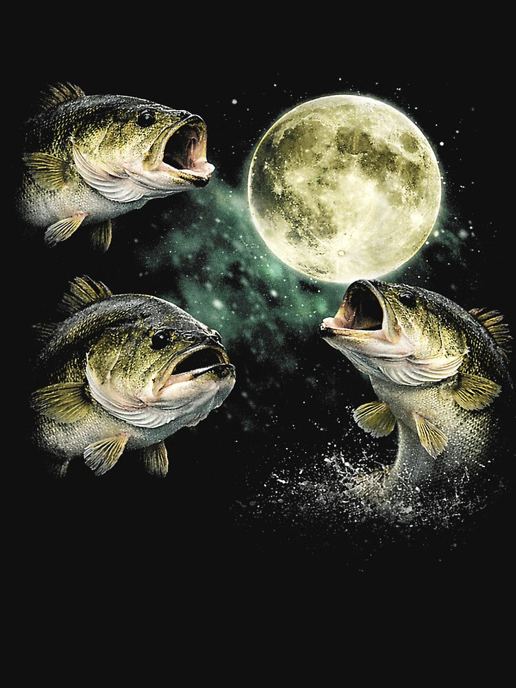 Bass Fish Howling to The Moon Vintage Angler Fisherman by judycuevas1