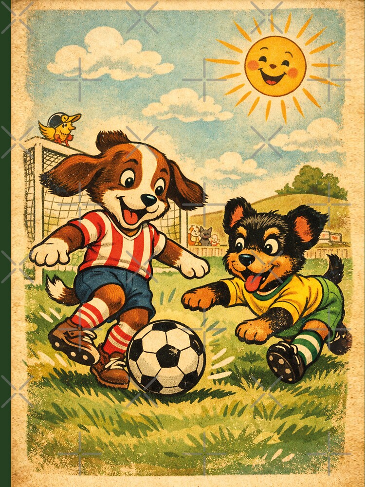 Football Puppies – Funny dogs playing football (vintage) by Mauswohn
