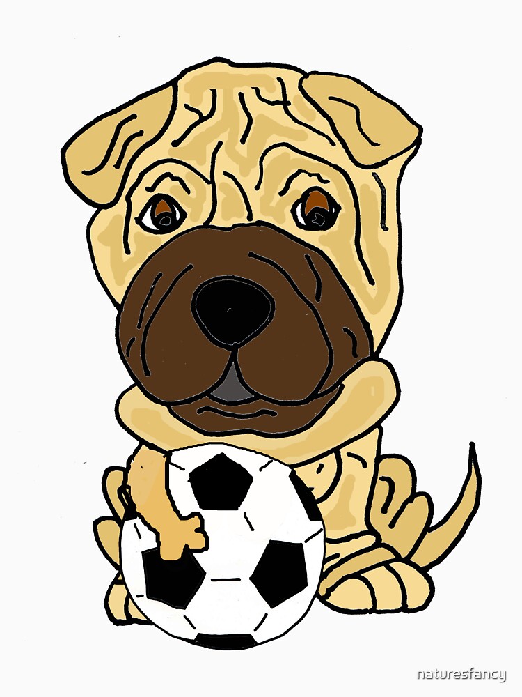 Funny Shar Pei Puppy Dog Playing Soccer by Nature's Fancy