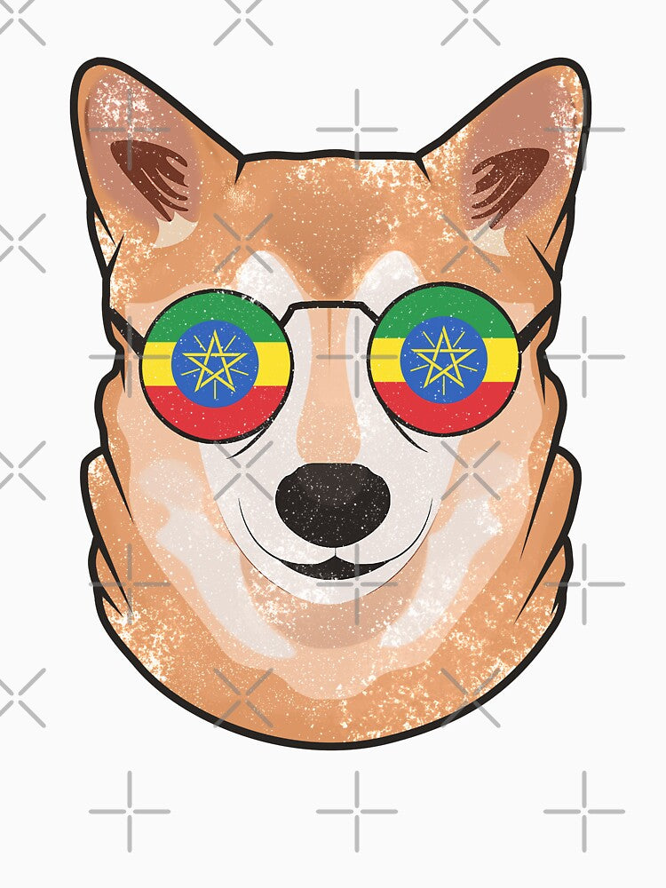Vintage Patriotic Shiba Inu Ethiopian Flag by feether-store