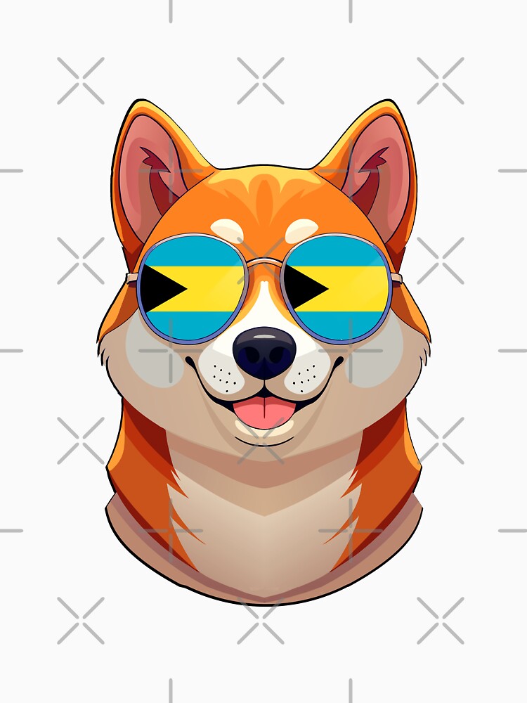 Vintage Patriotic Shiba Inu Bahamian Flag by DreamBrushy