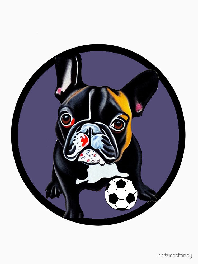 Cute Black French Bulldog Playing Soccer by Nature's Fancy