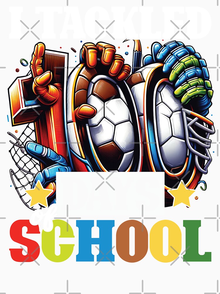 Sports Theme School Achievement Tee I Tackled 100 Days of School by EidosEmporiium