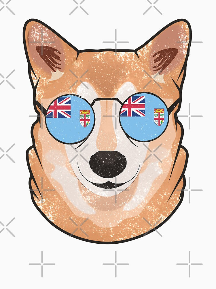 Vintage Patriotic Shiba Inu Fijian Flag by feether-store