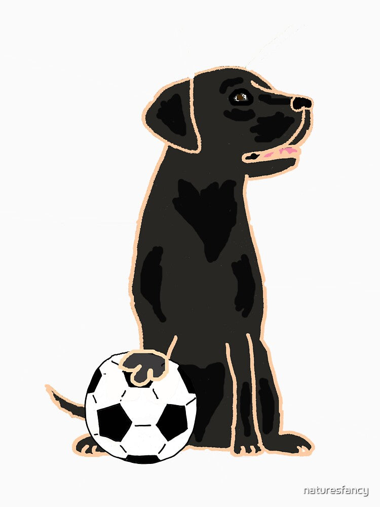 Cute Black Lab Playing Football Cartoon by Nature's Fancy
