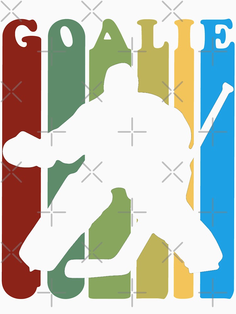 Retro 1970s Style Hockey Goalie Silhouette T-Shirt Goalie Hockey Sport by arcadetoystore