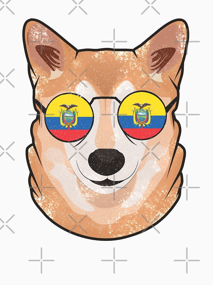 Vintage Patriotic Shiba Inu Ecuadorian Flag by feether-store
