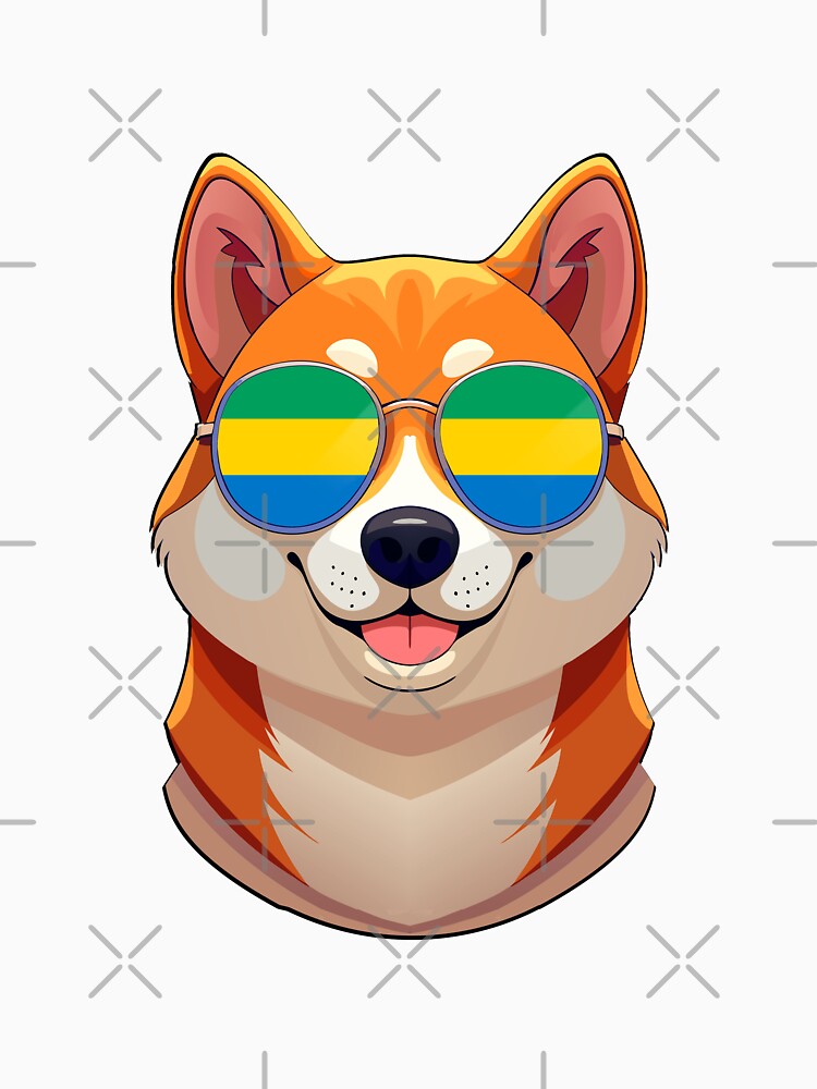 Vintage Patriotic Shiba Inu Gabonese Flag by DreamBrushy