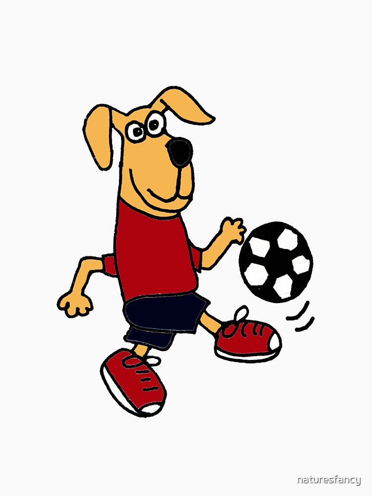 Funky Brown Dog Playing Soccer by Nature's Fancy