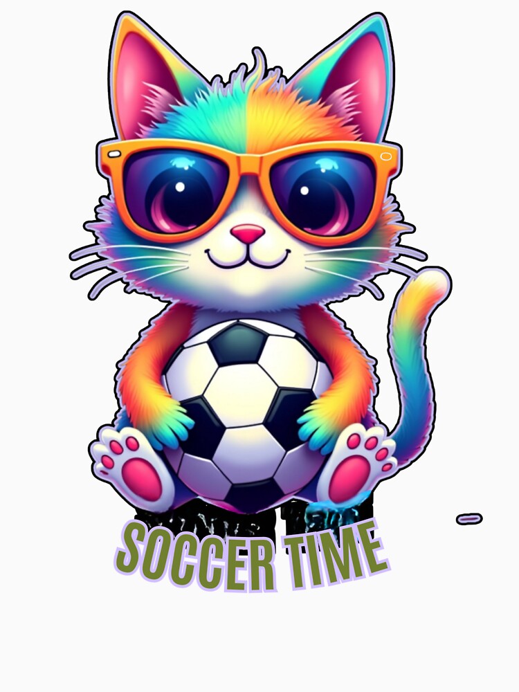 Soccer Time Cool Cat - Rainbow Soccer Kitty by PriyaMagic