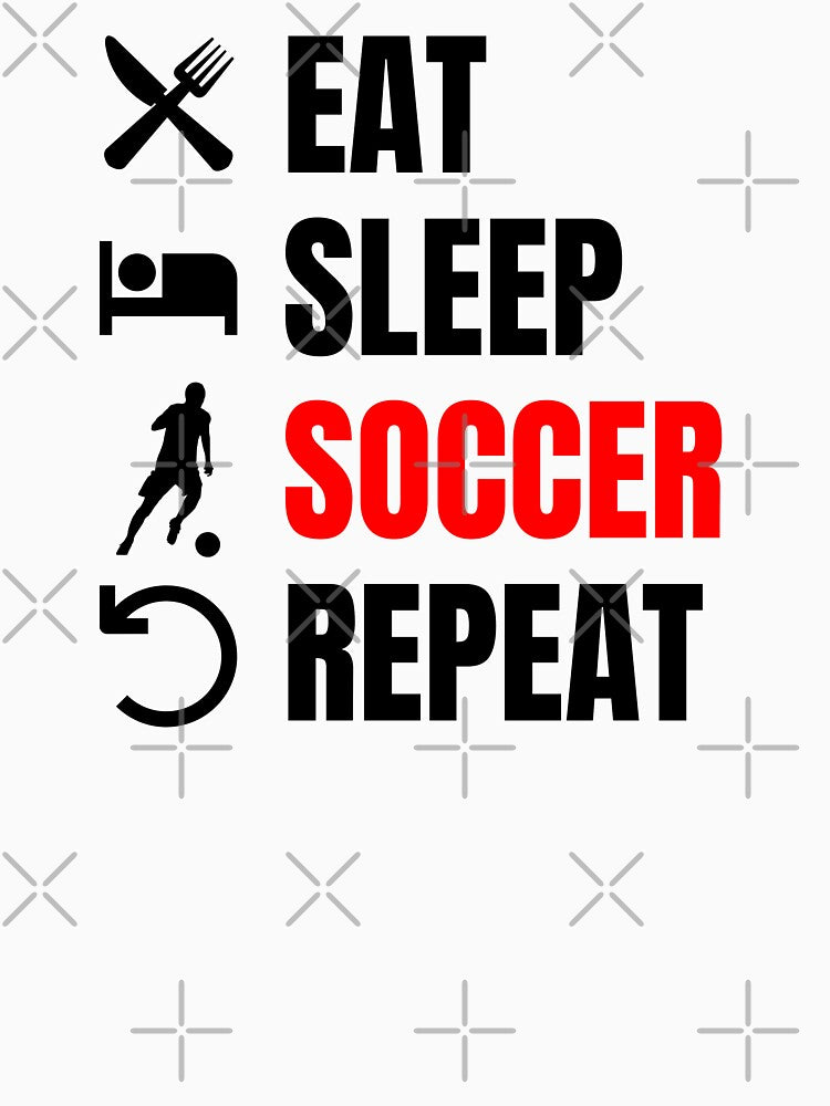 Eat Sleep Soccer Repeat Red Black on White by Web CreationsNL