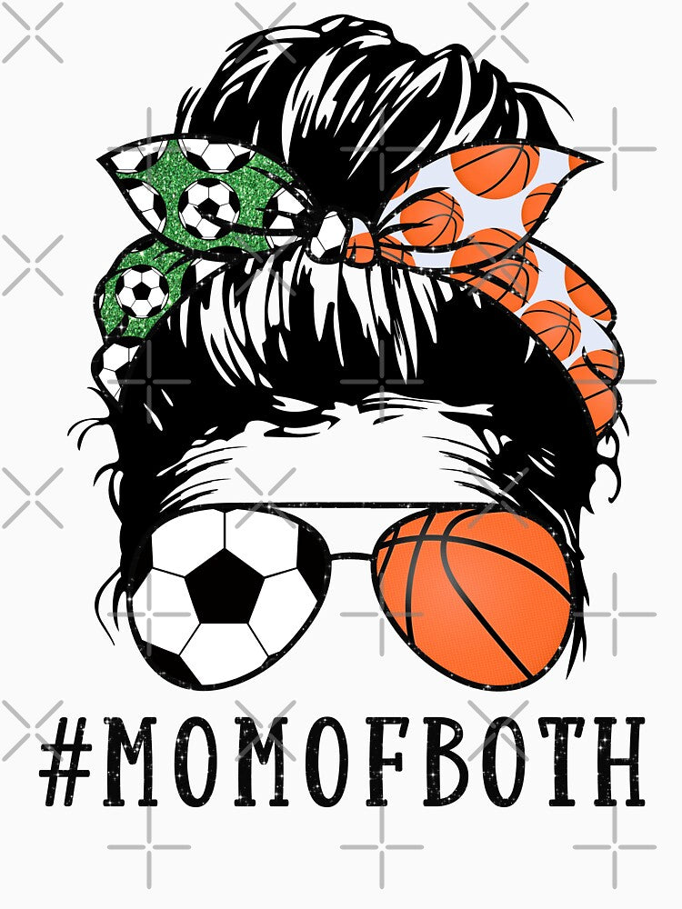 Soccer Basketball Mom of both by Amitta Art