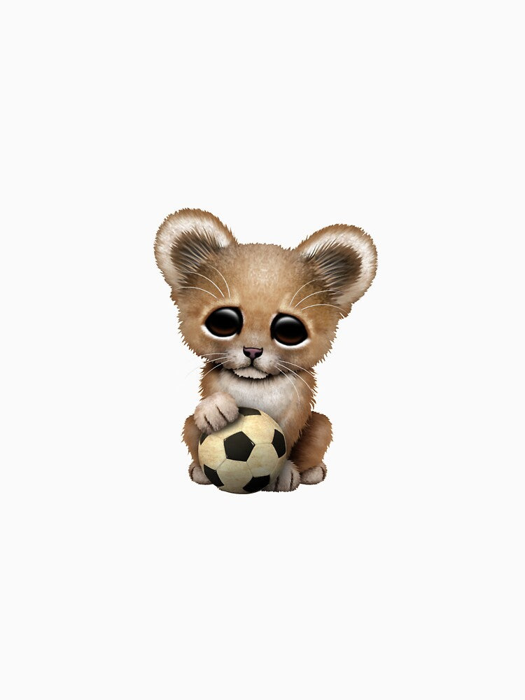 Lion Cub With Football Soccer Ball by JeffBartels